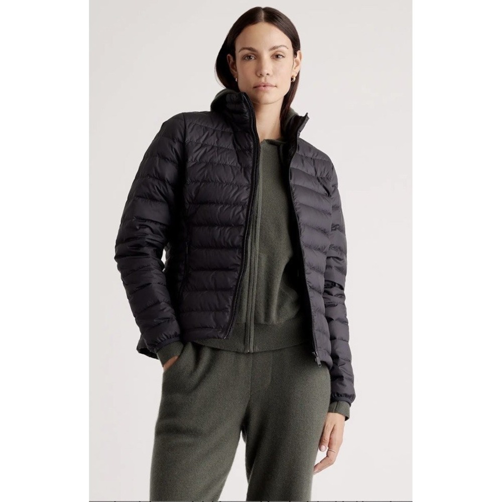 Quince Down Puffer Jacket Womens Medium Packable Lightweight Black Full Zip